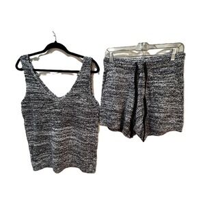 Softies Double V-Neck Tank Short Set Heather Black, Small
